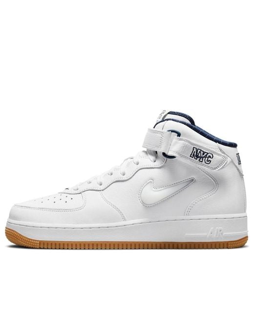 Nike White Air Force 1 Mid Jewel Qs 'Nyc for men