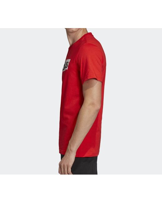 Adidas Red Alphabet Logo Sports Short Sleeve for men