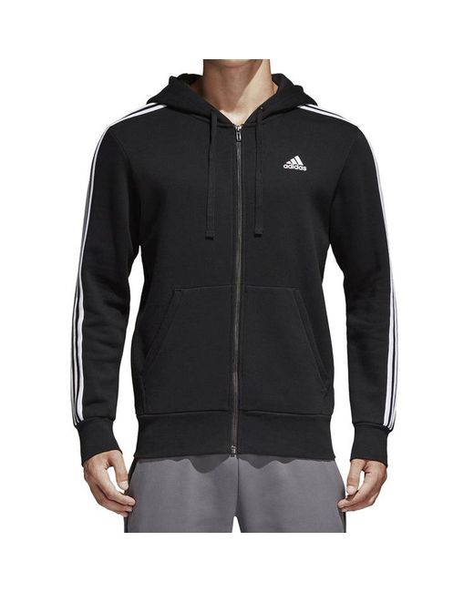 Adidas Black 3-Stripes Fleece Hoodie for men