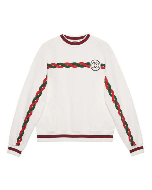 Gucci White Cotton Sweatshirt With Interlocking G for men