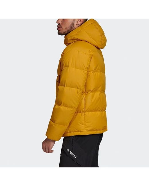 Adidas Yellow Xplr Puff Dwn J Outdoor Sports Down Jacket for men