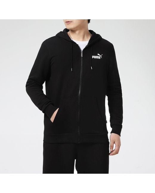 PUMA Black Big Logo Full Zip Up Jacket for men