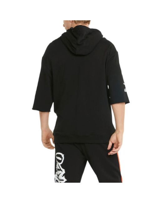 PUMA Black Rkdo Short Sleeve Hoodie for men