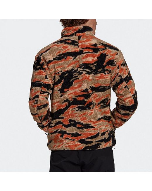 Adidas Red Xplr Sherpa F Outdoor Sports Double Sided Jacket Colorblock for men