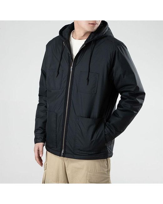 Converse Blue Casual Sports Cargo Hooded Long Sleeves Padded Jacket