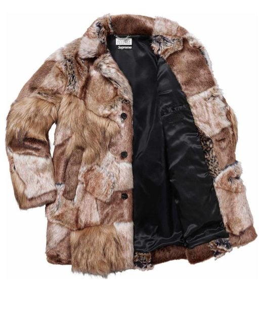 Supreme X Mm6 Maison Margiela Patchwork Faux Fur Coat Tan' in