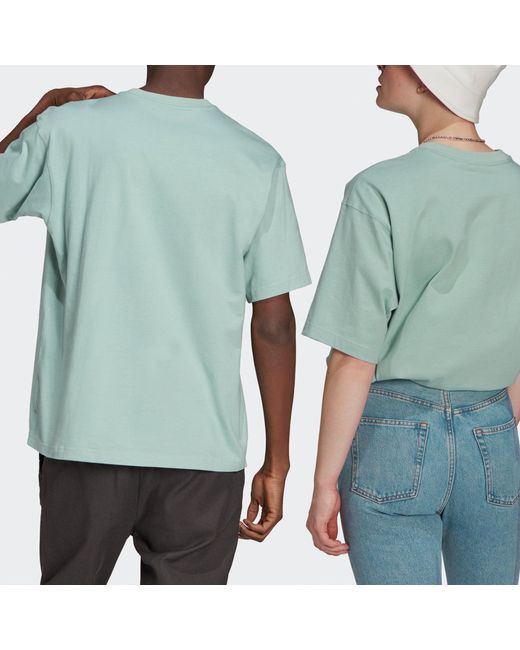 Adidas Green Originals Premium Tee Mini Logo Embroidered Sports Round Neck Short Sleeve Couple Style