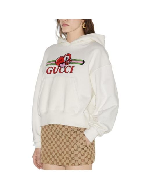 Gucci White Cotton Jersey Sweatshirt With Patch