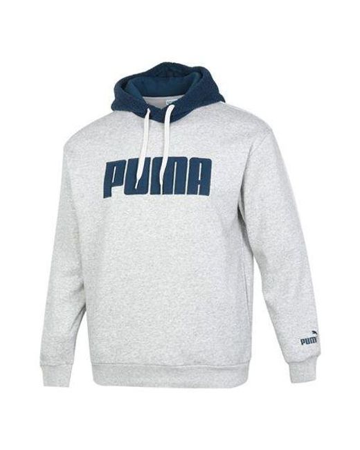 PUMA Gray Long Sleeved Pullover Hoodie for men