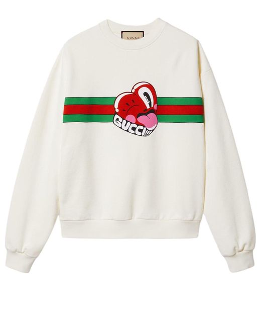 Gucci White Cotton Jersey Sweatshirt With Print for men