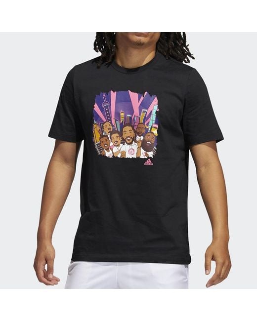 Adidas Black Shanghai Basketball Sports Short Sleeve for men