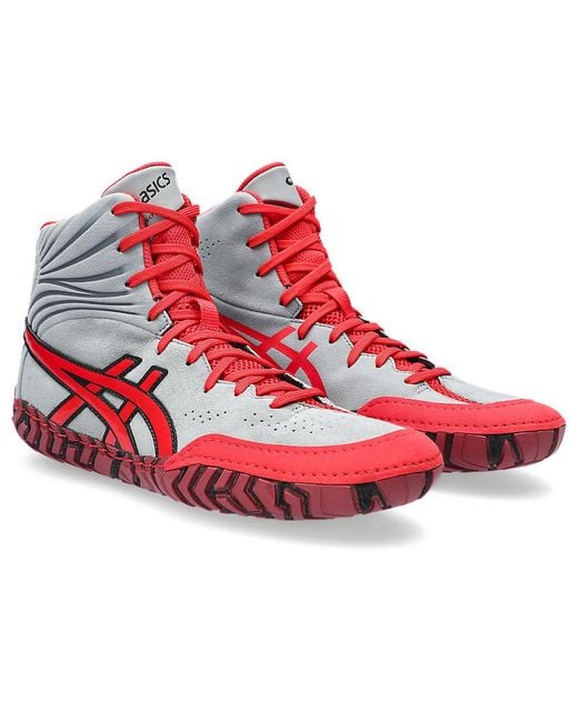 Asics Red AGGRESSOR 5 Wrestling Shoes for men
