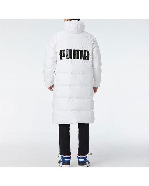 PUMA White Long Oversized Down Jacket for men