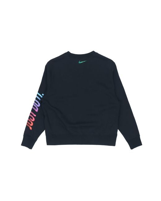 Nike Blue (Wmns) Sportswear Logo Fleece Crew Sweatshirt Multi'