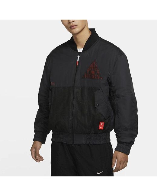 Nike Blue Kyrie Basketball Sports Mesh Patchwork Print Pattern Woven Baseball Padded Jacket for men