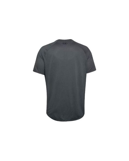 Under Armour Gray Tech Triple Logo Printing Sports Round Neck Short Sleeve for men