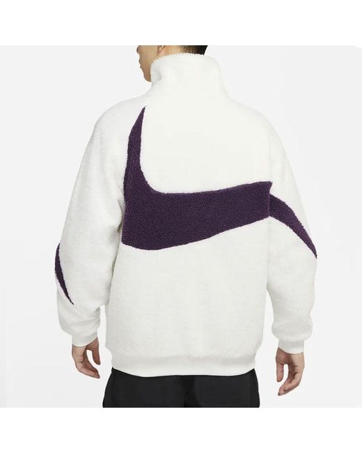 Nike White Big Logo Lamb Velvet Jacket Sail for men