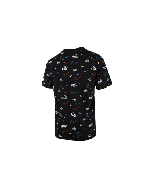 Nike Black Logo Full Print Sports Training Short Sleeve T-Shirt for men