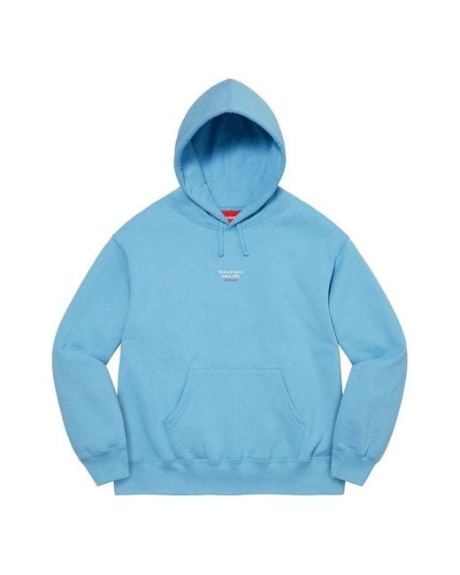 Supreme Blue World Famous Micro Hooded Sweatshirt for men
