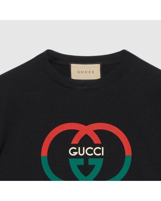 Gucci Black Cotton Jersey Printed T-Shirt for men