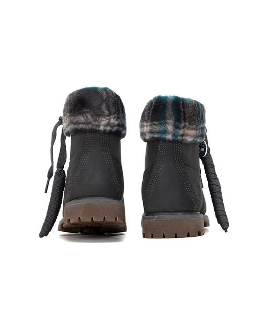 Timberland Black (Wmns) Lindon Woods 6 Inch Waterproof Boot 'Dark Nubuck And Printed Collar'