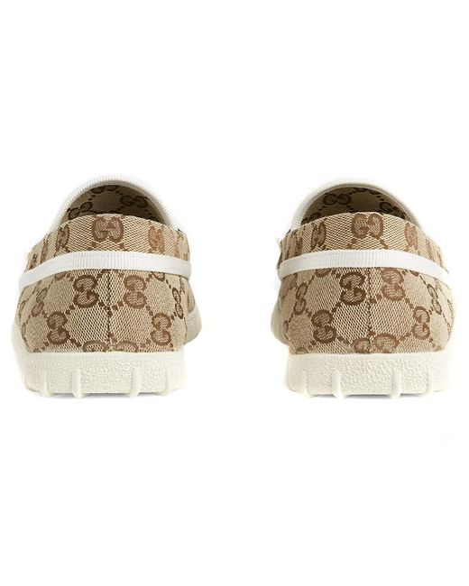 Gucci Metallic Gg Supreme Driving Shoes 'Neutrals' for men