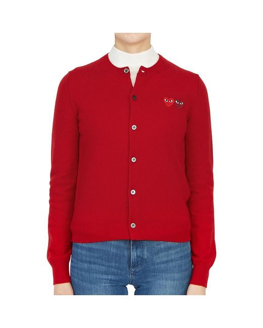 COMME DES GARÇONS PLAY Red (Wmns) Cardigan Double Emblem