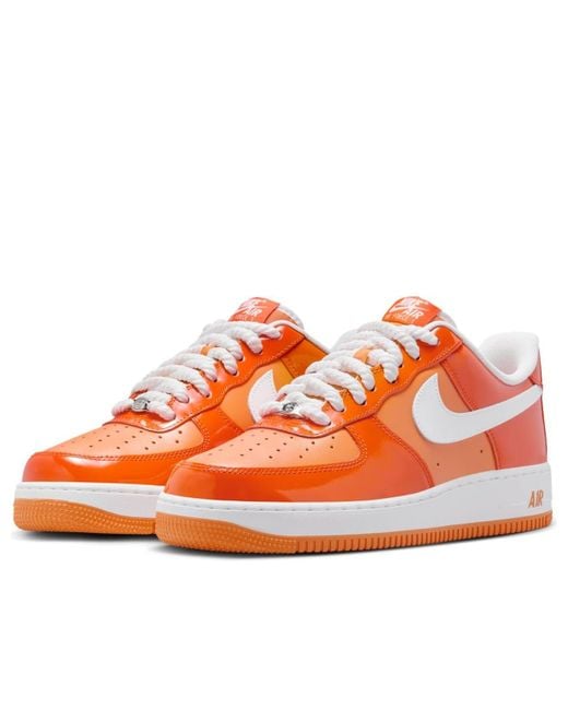 Nike Orange Air Force 1 '07 Lv8 Patent' for men