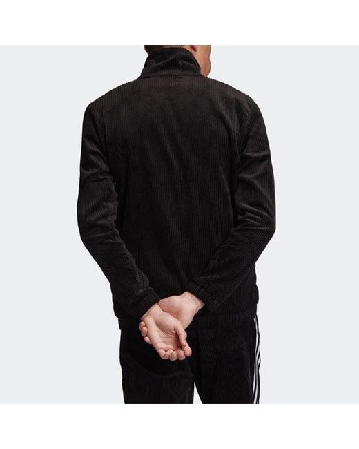 Adidas Black Originals Cord Corduroy Zipper Jacket for men