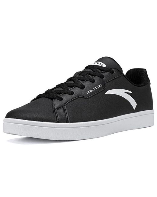 Anta Black Leather Skateboarding Shoes for men