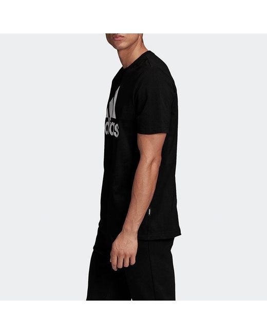 Adidas Black Mh Bos Tee Contrasting Colors Large Logo Sports Round Neck Short Sleeve for men