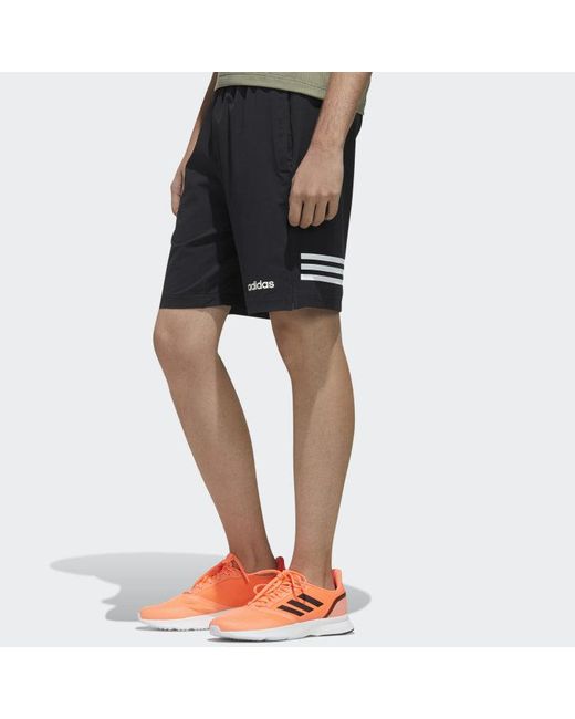Adidas Black Neo Stripe Alphabet Logo Shorts for men