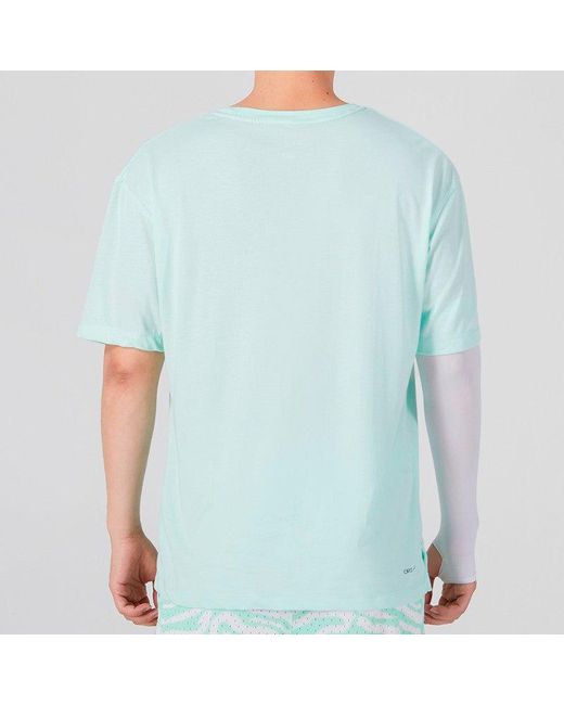Nike Blue Solid Color Logo Round Neck Pullover Short Sleeve Mint T-Shirt for men