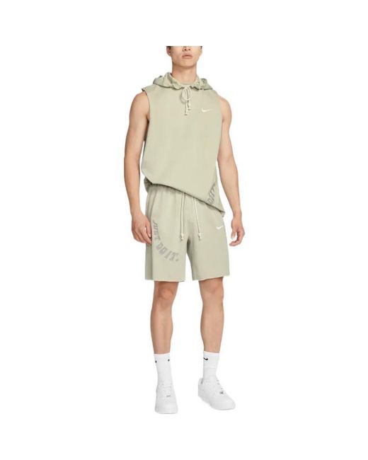 Nike Natural Logo Embroidered Alphabet Printing Elastic Waistband Straight Casual Shorts Light Stone for men