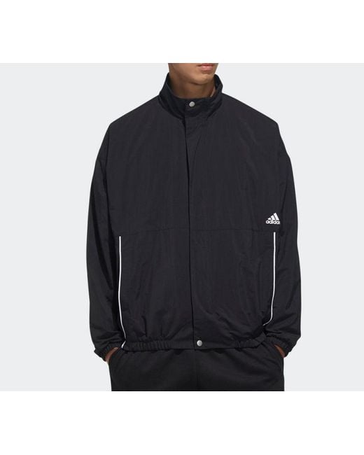Adidas Blue Zipper Stand Collar Woven Jacket for men