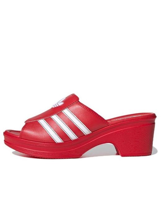 Adidas Red Lotta Volkova X Trefoil Logo Mule