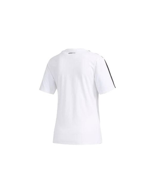 Adidas White (Wmns) Neo Favorites Casual Sports Stripe Printing Short Sleeve