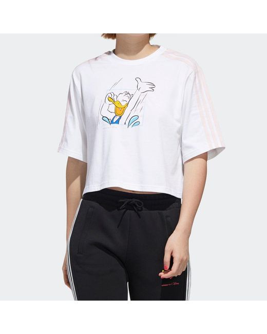 Adidas Blue (Wmns) Neo Donald Duck Sports Short Sleeve