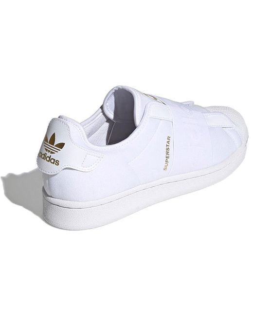 Adidas White Superstar Slip-On Shoes Metallic' for men