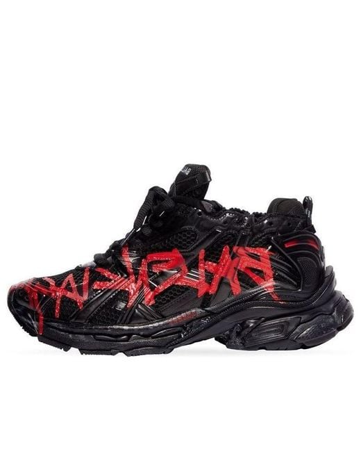 Balenciaga Red Runner Graffiti Sneakers ' And Mesh And Nylon' for men