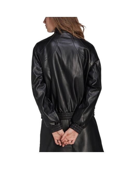 Adidas Black (Wmns) Adicolor Trefoil Faux Leather Jacket