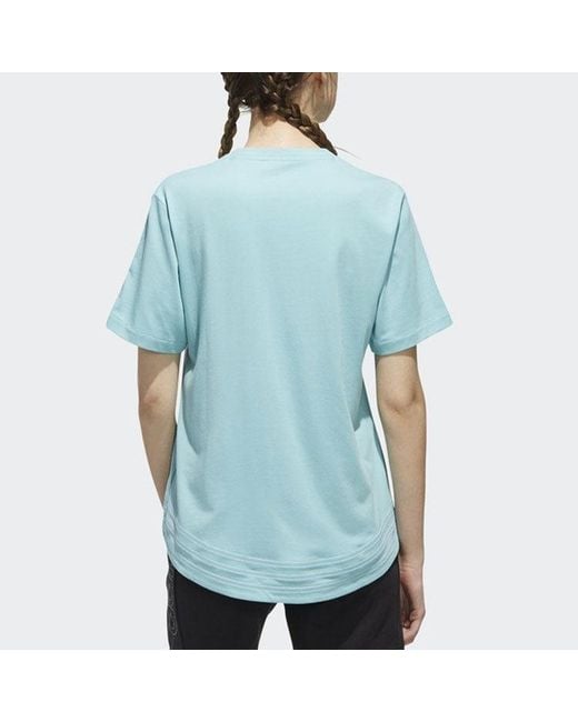 Adidas Blue (Wmns) Neo Logo Printing Training Sports Loose Round Neck Short Sleeve