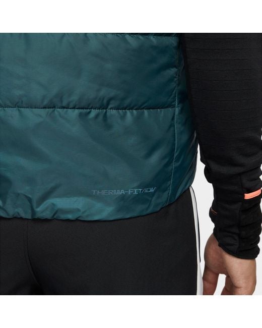 Nike Green Therma-Fit Adv Repel Down Running Vest Asia Sizing 'Dark' for men