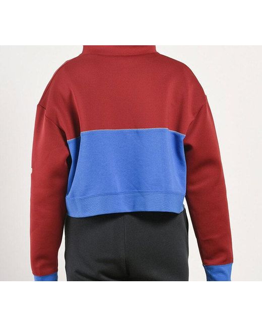 Nike Red (Wmns) Pro Get Fit Dri-Fit Knit Colorblock Splicing Half Zipper Stand Collar Pullover