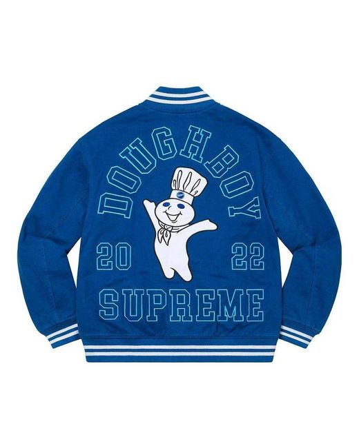 Supreme Blue X Mitchell & Ness Doughboy Twill Varsity Jacket for men