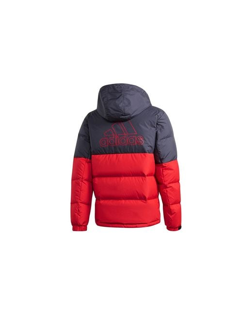 Adidas Red C/ Outdoor Colorblock Sports Hooded Down Jacket for men