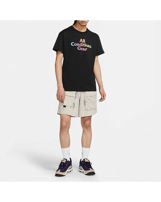 Nike Blue Acg Gradient Multi-Color Alphabet Printing Short Sleeve for men