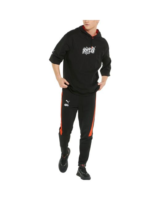 PUMA Black Rkdo Short Sleeve Hoodie for men