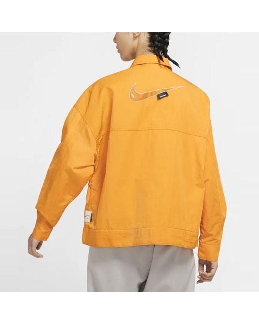 Nike Orange (Wmns) Sportswear Swoosh Back Logo Printing Woven Jacket