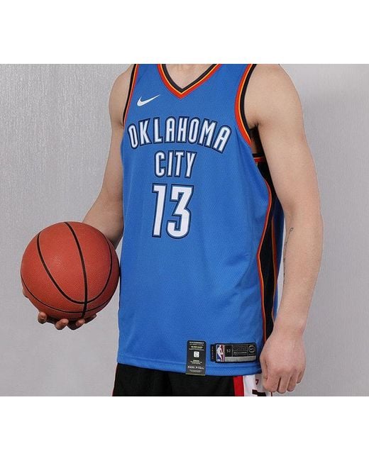 Nike Blue Nba Basketball Jersey Sw Fan Edition Oklahoma City Thunder Paul George No. 13 for men